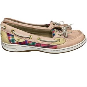Sperry Top-Sider Pink Plaid Boat Shoes Womens Sz 7.5